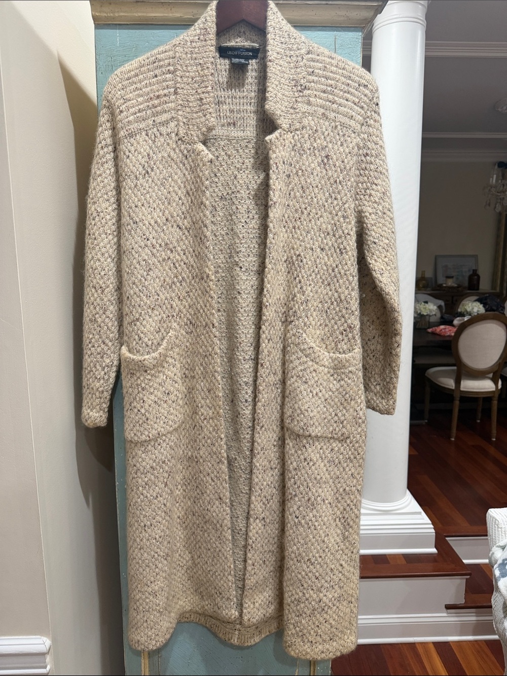 Vintage Mohair Wool Flecked Duster Cardigan Coatigan Sweater IB Diffusion